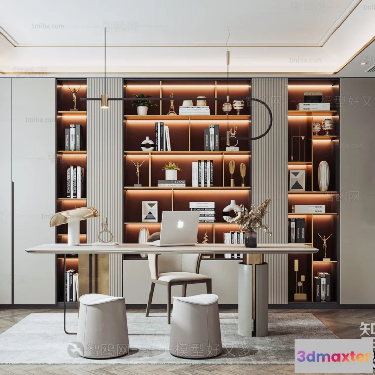 1378151 - Study and Work Space - Villas 3D Interior Scene - 3D Models - 009 3D Max