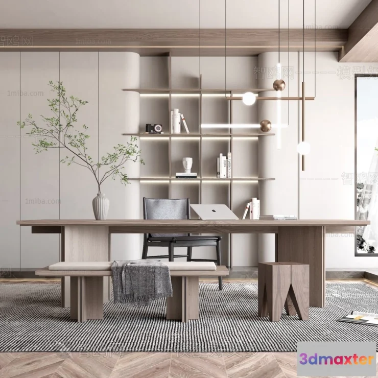 1380313 - Study and Work Space - Villas 3D Interior Scene - 3D Models - 042 3D Max