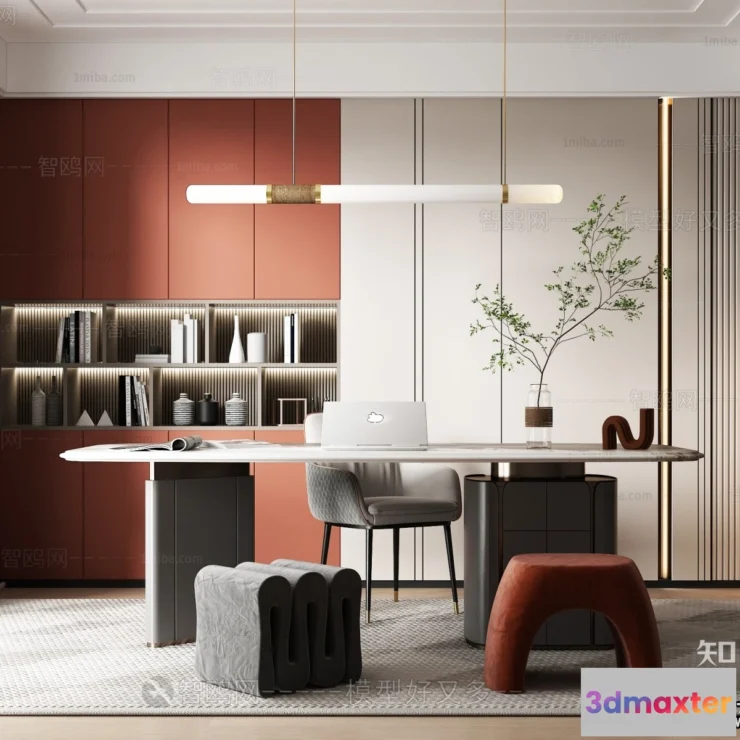 1380503 - Study and Work Space - Villas 3D Interior Scene - 3D Models - 045 3D Max