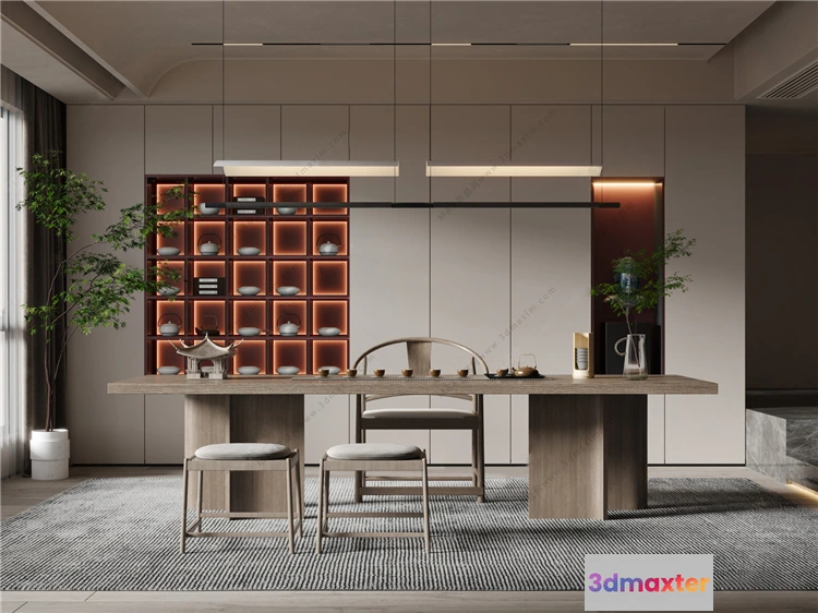 1384249 - Tearoom and Study 3D Interior Scene Model - Wabi Sabi Style - 012 3D Max