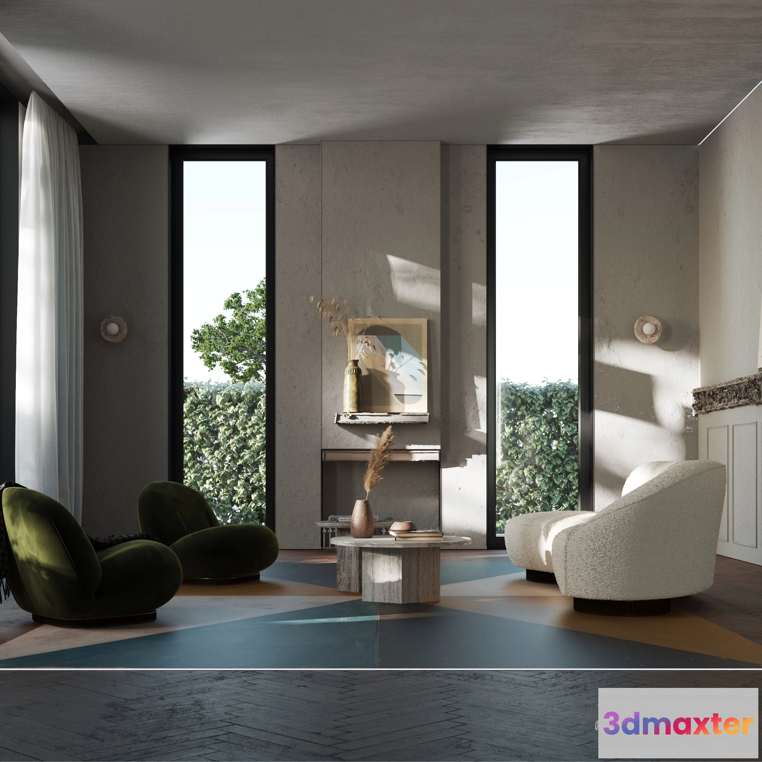 1384381 - Tearoom and Study 3D Interior Scene Model - Wabi Sabi Style - 014 3D Max