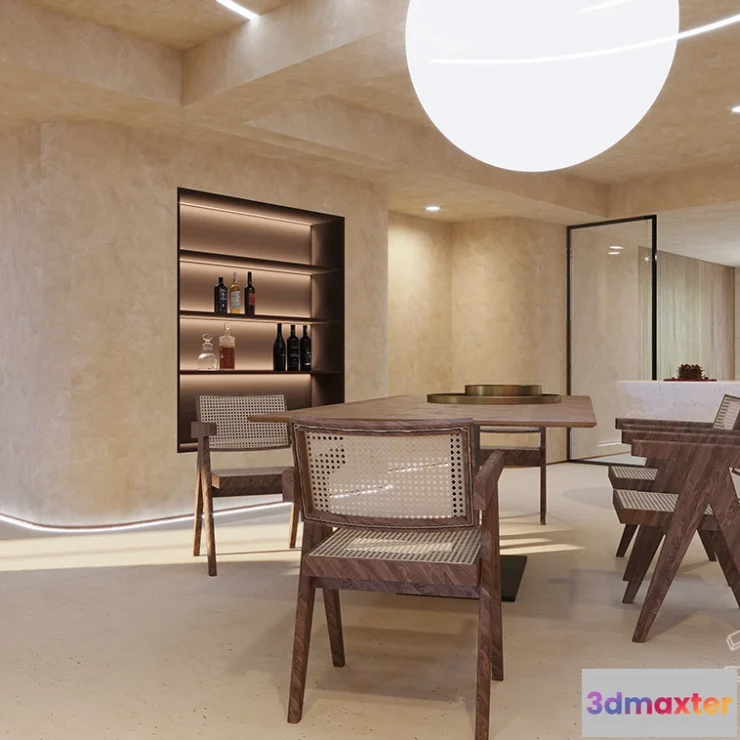 1384511 - Tearoom and Study 3D Interior Scene Model - Wabi Sabi Style - 016 3D Max