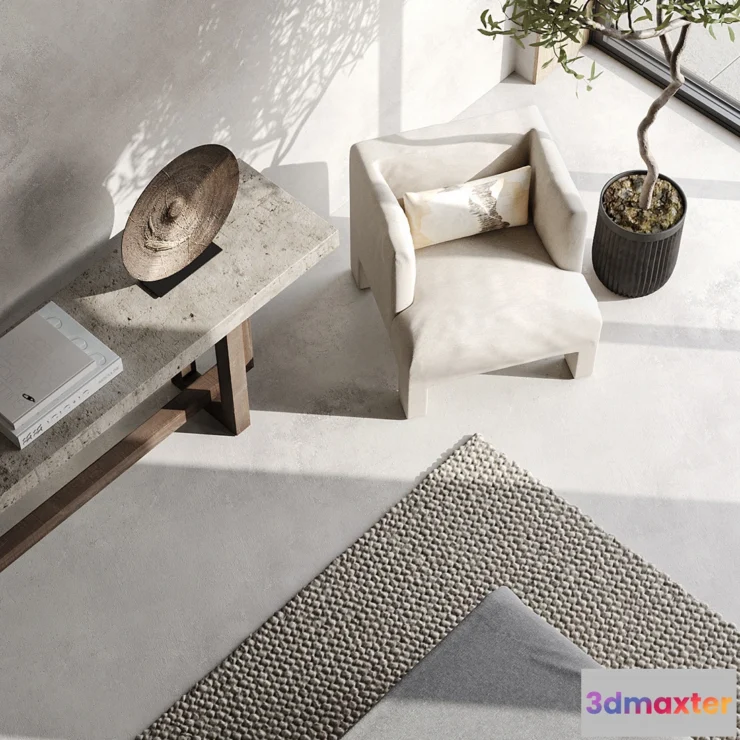 1384635 - Tearoom and Study 3D Interior Scene Model - Wabi Sabi Style - 018 3D Max