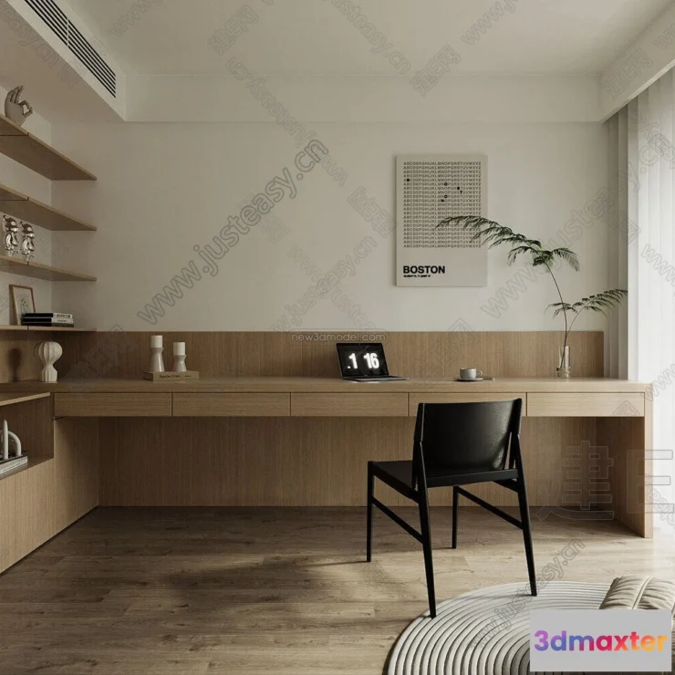 1583587 - Minimalist Style Interior 3D Blocks - Study Room 3D Model - 260 3D Max