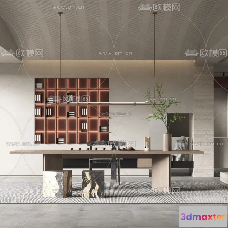 1583595 - Minimalist Style Interior 3D Blocks - Study Room 3D Model - 264 3D Max