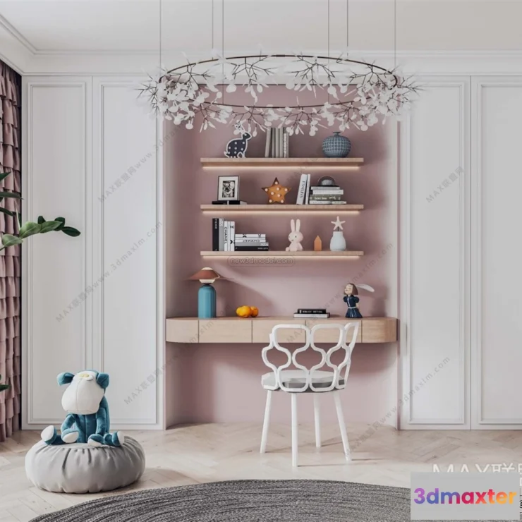 1583625 - Nordic Style Interior 3D Blocks - Study Room 3D Model - 473 3D Max