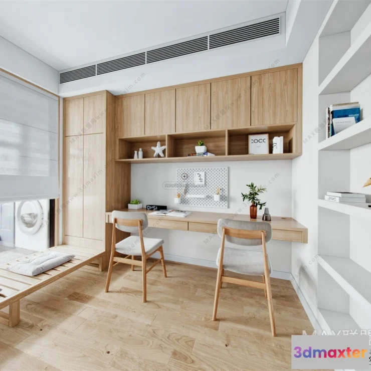 1583627 - Nordic Style Interior 3D Blocks - Study Room 3D Model - 474 3D Max