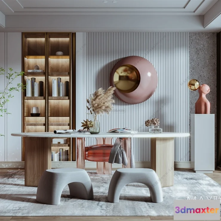 1583633 - Nordic Style Interior 3D Blocks - Study Room 3D Model - 477 3D Max