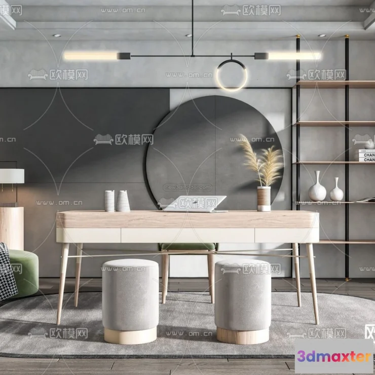 1583669 - Nordic Style Interior 3D Blocks - Study Room 3D Model - 495 3D Max