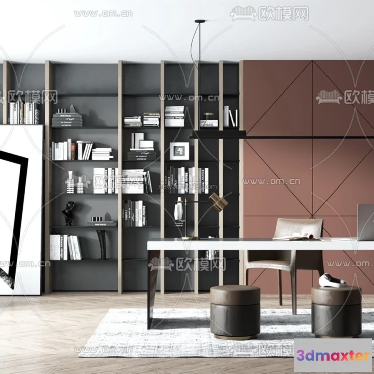 1583675 - Nordic Style Interior 3D Blocks - Study Room 3D Model - 498 3D Max