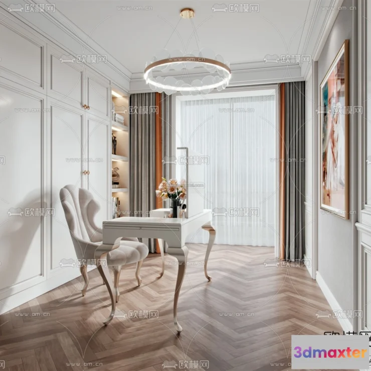 1583695 - Europe Style Interior 3D Blocks - Study Room 3D Model - 341 3D Max