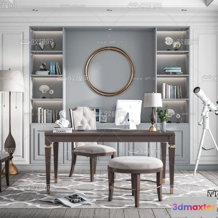 1583699 - Europe Style Interior 3D Blocks - Study Room 3D Model - 343 3D Max