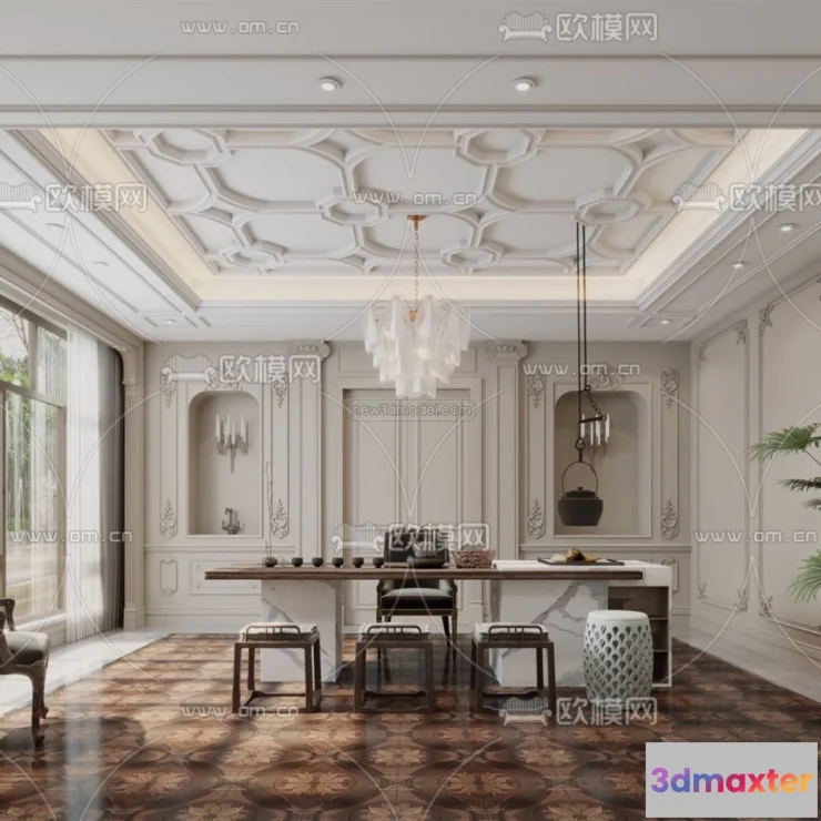 1583713 - Europe Style Interior 3D Blocks - Study Room 3D Model - 350 3D Max