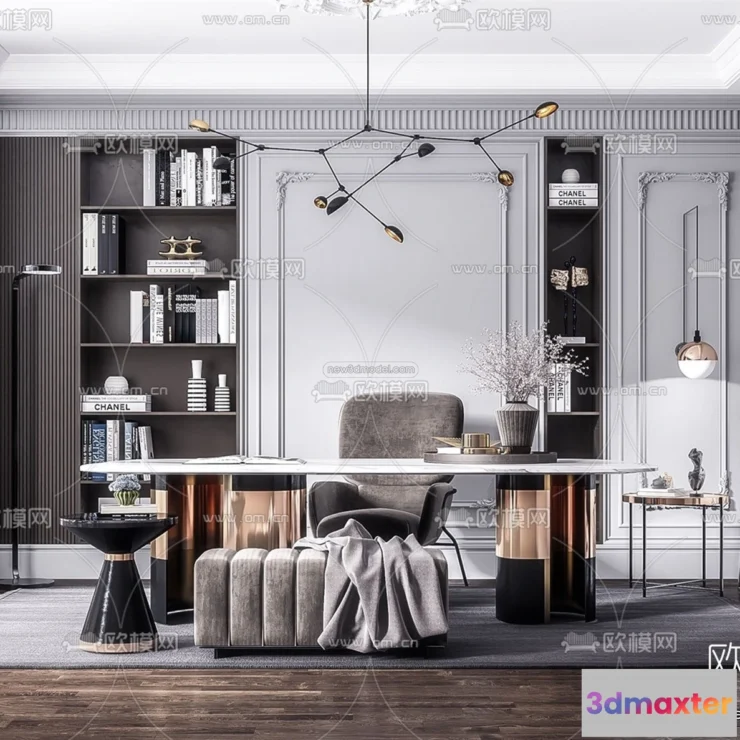 1583717 - Europe Style Interior 3D Blocks - Study Room 3D Model - 352 3D Max