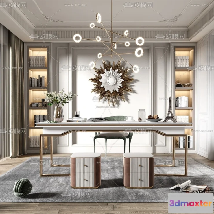 1583719 - Europe Style Interior 3D Blocks - Study Room 3D Model - 353 3D Max