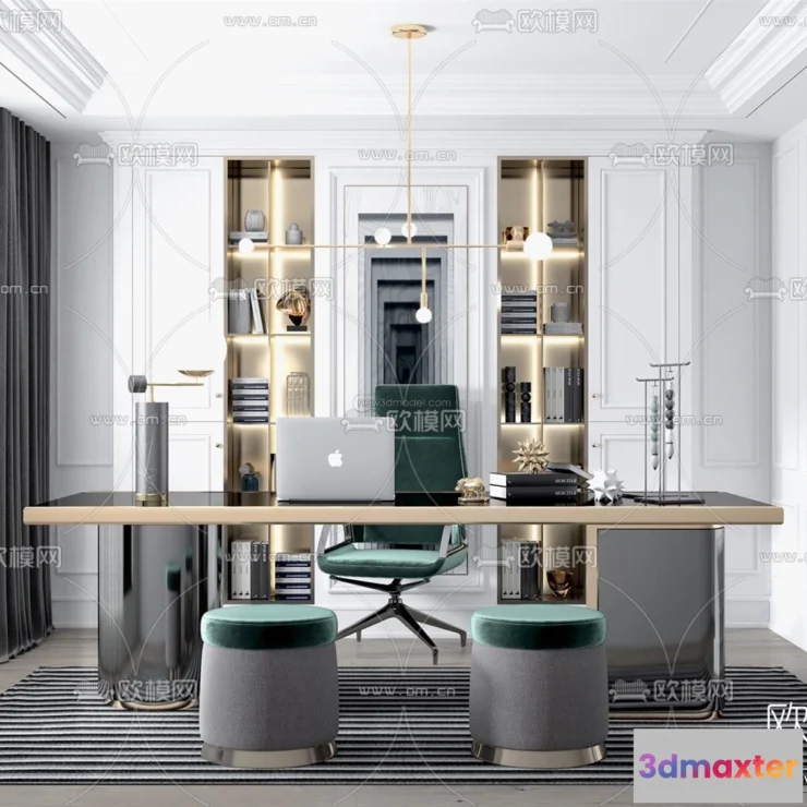 1583723 - Europe Style Interior 3D Blocks - Study Room 3D Model - 355 3D Max