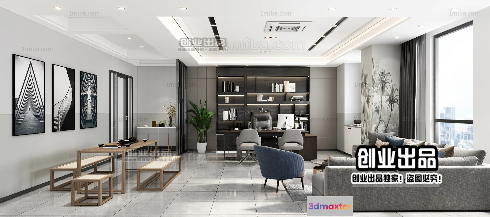 1123746 - 3D OFFICE INTERIOR (VRAY) - MANAGER ROOM 3D SCENES - 027