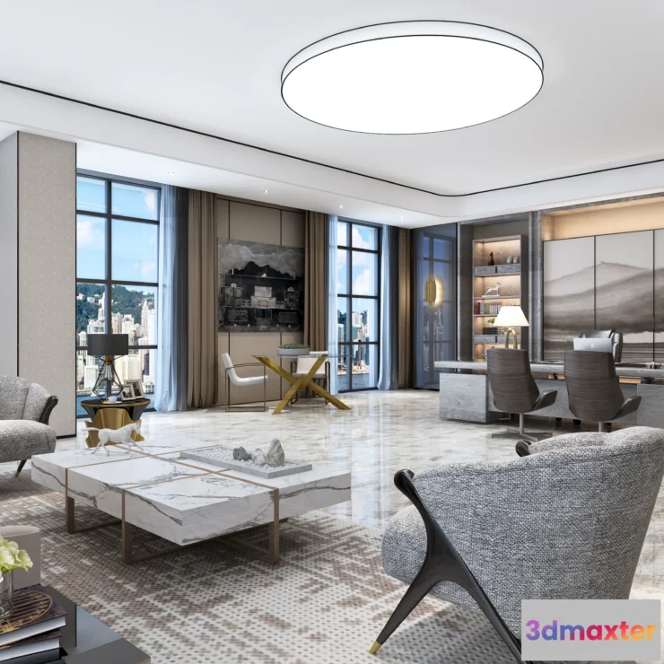 1123988 - 3D OFFICE INTERIOR (VRAY) - MANAGER ROOM 3D SCENES - 148