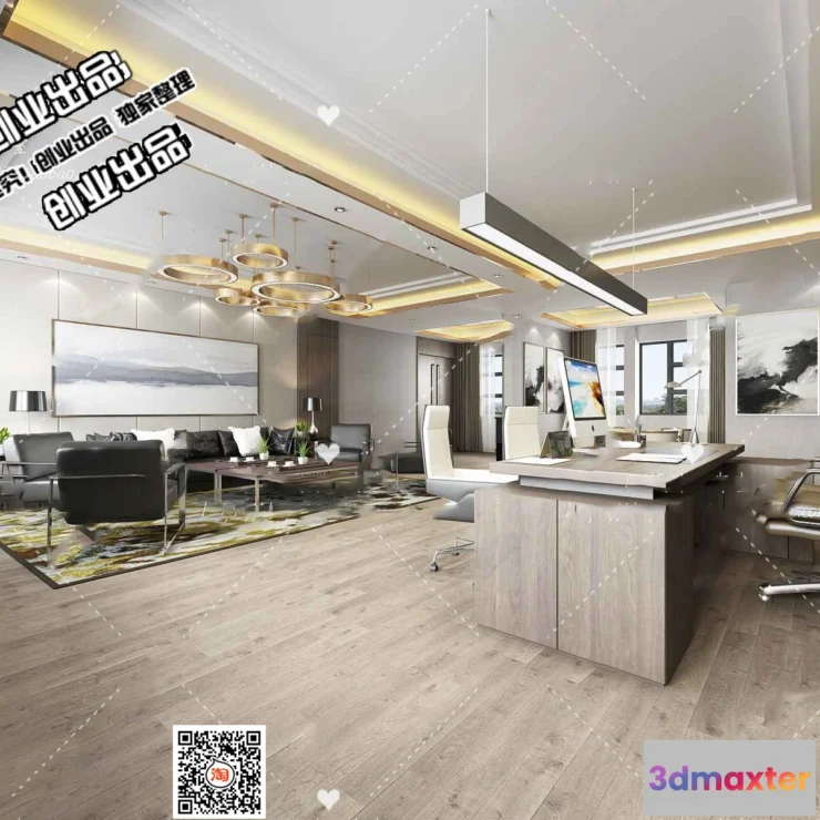 1124004 - 3D OFFICE INTERIOR (VRAY) - MANAGER ROOM 3D SCENES - 156