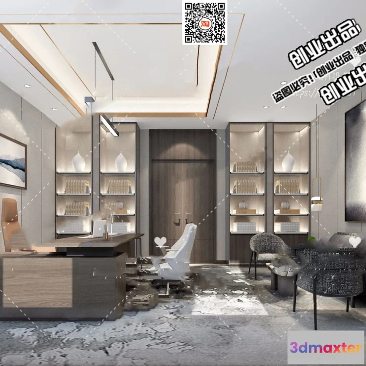 1124036 - 3D OFFICE INTERIOR (VRAY) - MANAGER ROOM 3D SCENES - 172