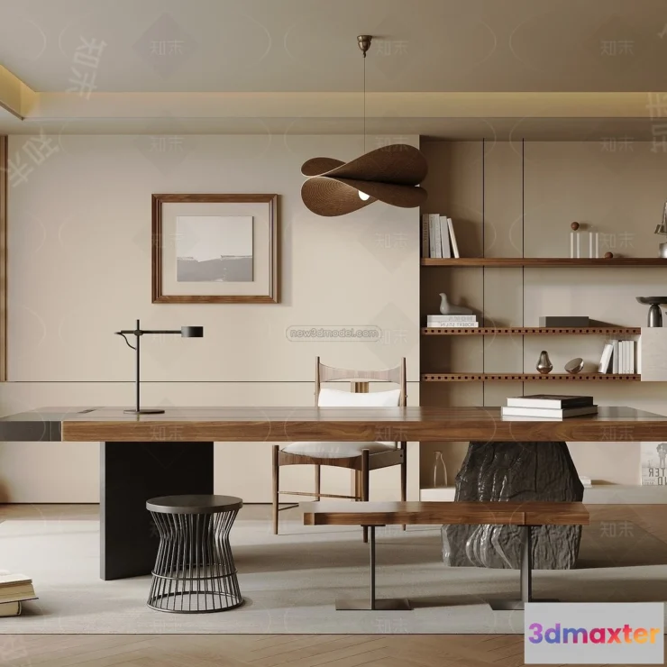 1573972 - Modern Style Interior 3D Blocks and 3D Models - Study Room 3D Scene - 686 3D Max