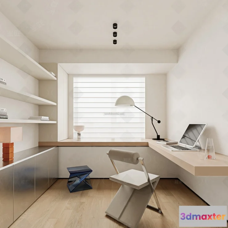 1573990 - Modern Style Interior 3D Blocks and 3D Models - Study Room 3D Scene - 695 3D Max