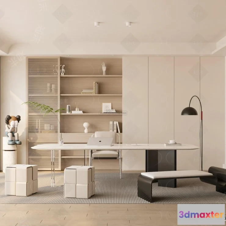 1573994 - Modern Style Interior 3D Blocks and 3D Models - Study Room 3D Scene - 697 3D Max