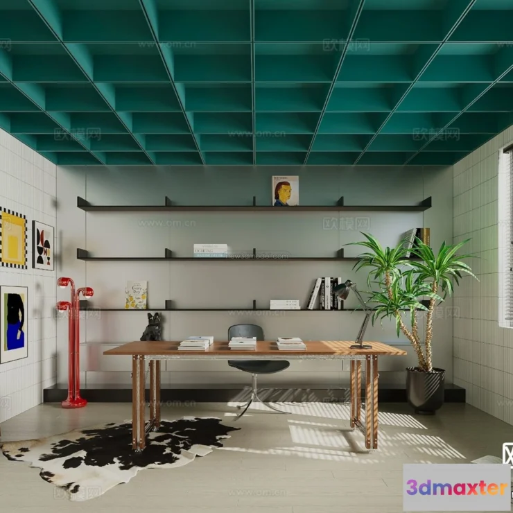 1573998 - Modern Style Interior 3D Blocks and 3D Models - Study Room 3D Scene - 699 3D Max