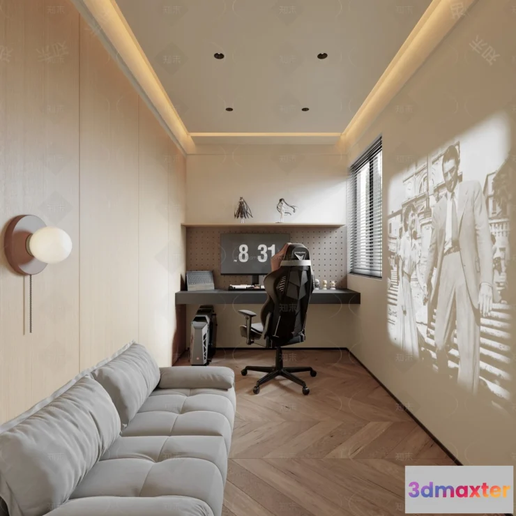 1574006 - Modern Style Interior 3D Blocks and 3D Models - Study Room 3D Scene - 703 3D Max