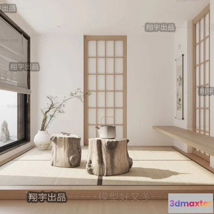 1378393 - Tearoom 3D Interior Scene - Japanese Style - 009 3D Max