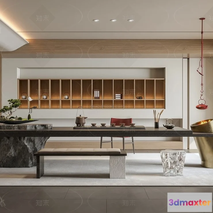 1585065 - Modern Style Interior 3D Blocks and 3D Models - Tearoom 3D Scene - 710 3D Max