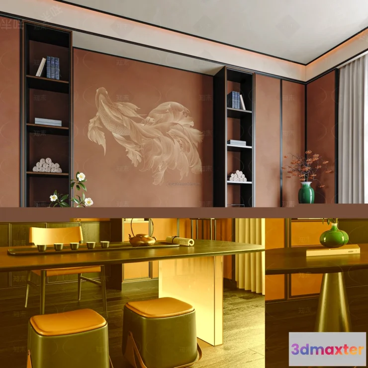 1585067 - Modern Style Interior 3D Blocks and 3D Models - Tearoom 3D Scene - 711 3D Max