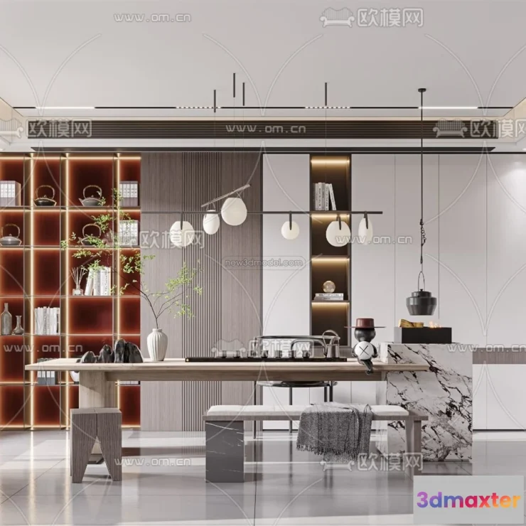 1585077 - Modern Style Interior 3D Blocks and 3D Models - Tearoom 3D Scene - 716 3D Max