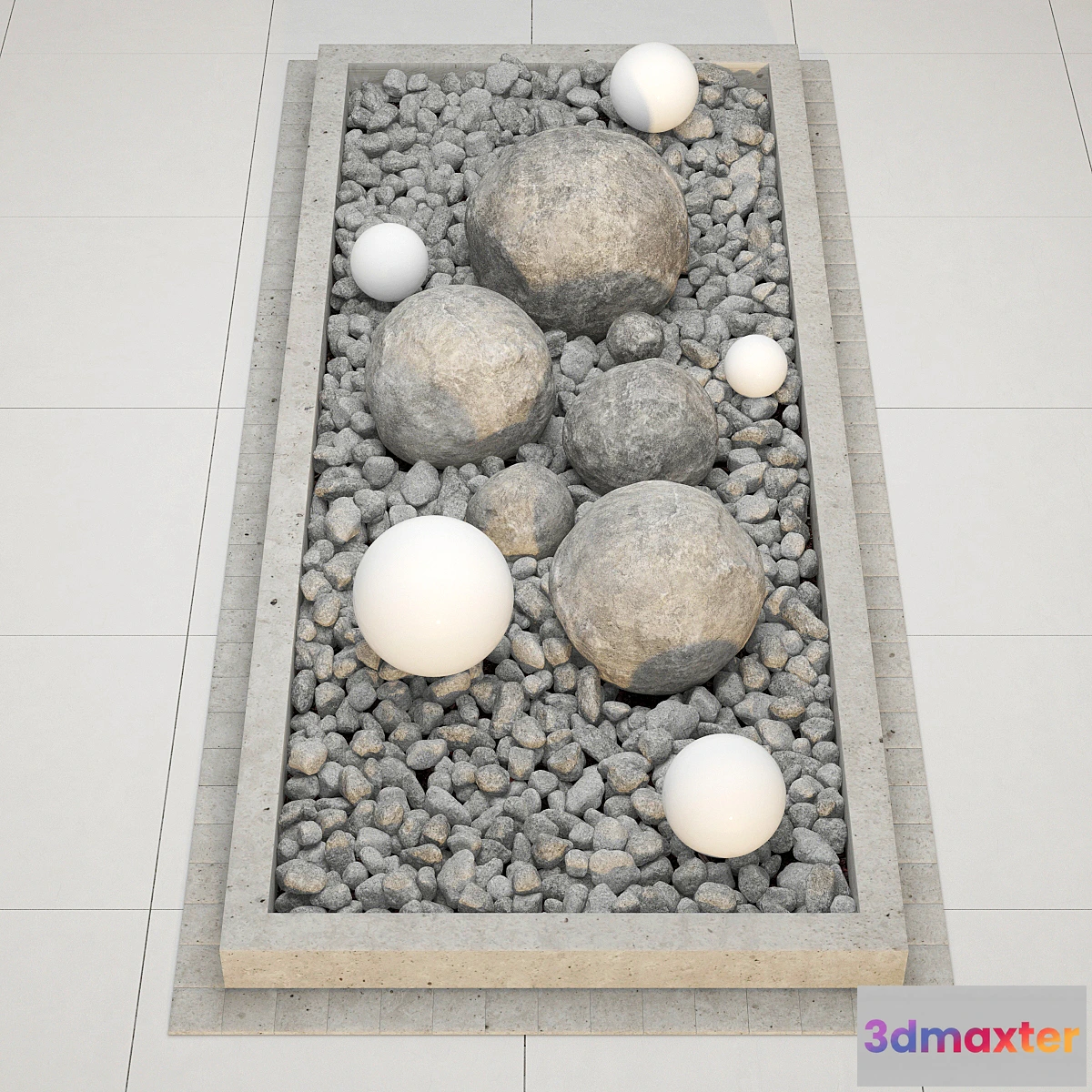 1281066 - Flower bad stone wite pebble 3D Max