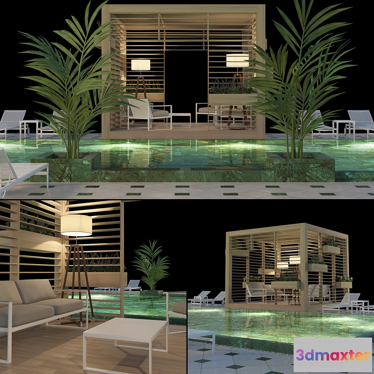 1285558 - Wooden Gazebo And Swimming pool # 4 3D Max