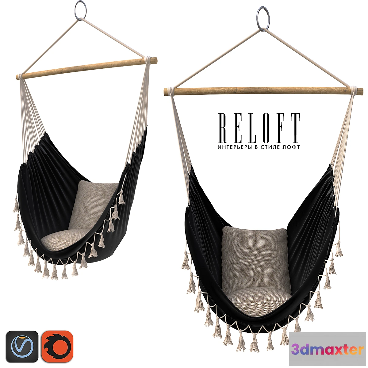 1297066 - CHAIR-HAMAC PROVINCIAL IN BLACK COLOR 3D Max