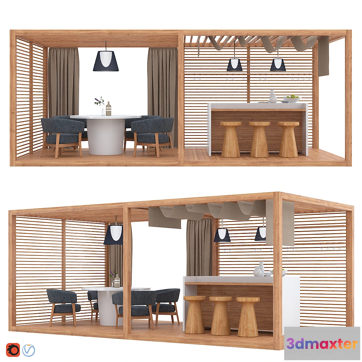 1301303 - Garden Gazebo Zen Light Double by Exteta 3D Max