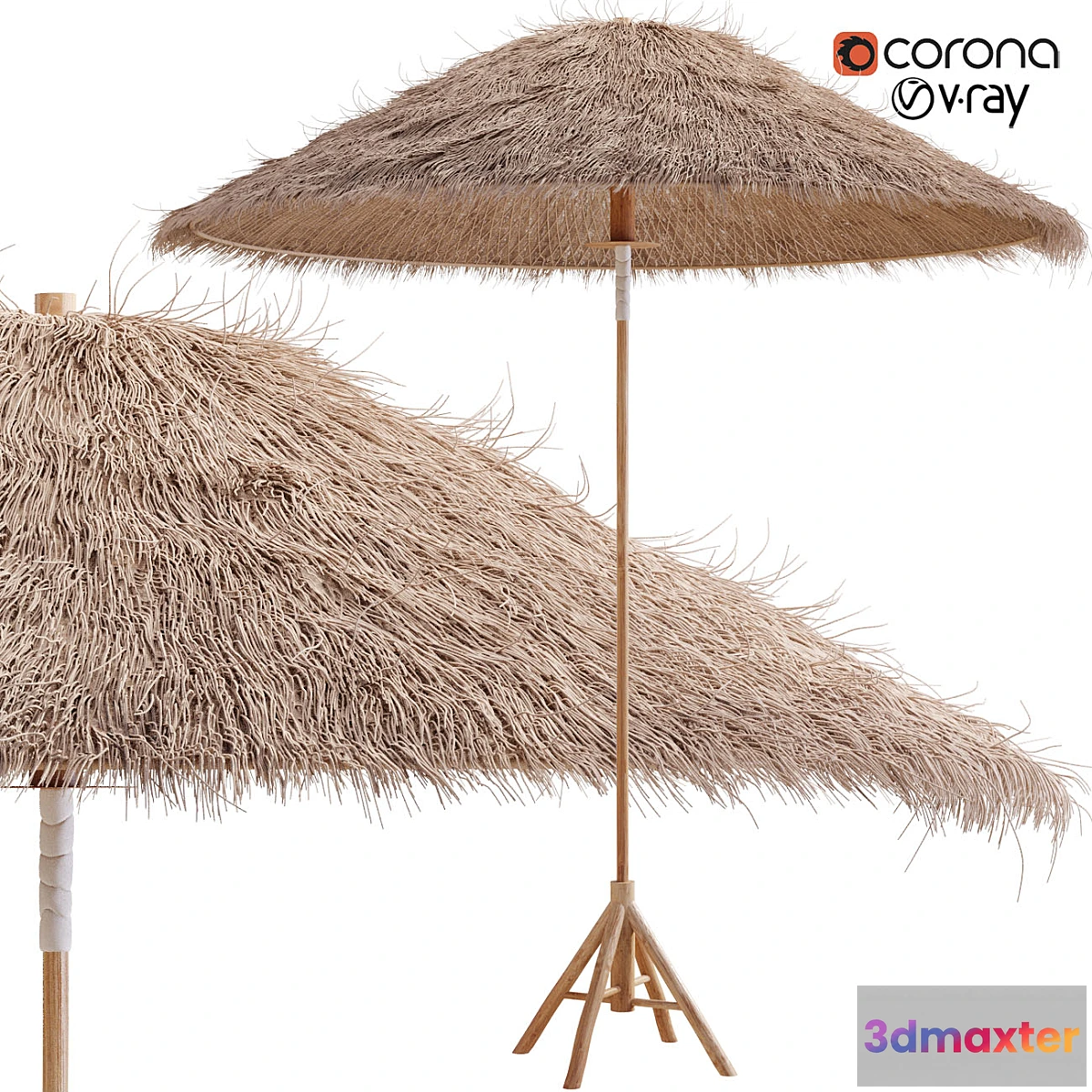 1302354 - Bamboo Umbrella with Banana Leaf 3D Max