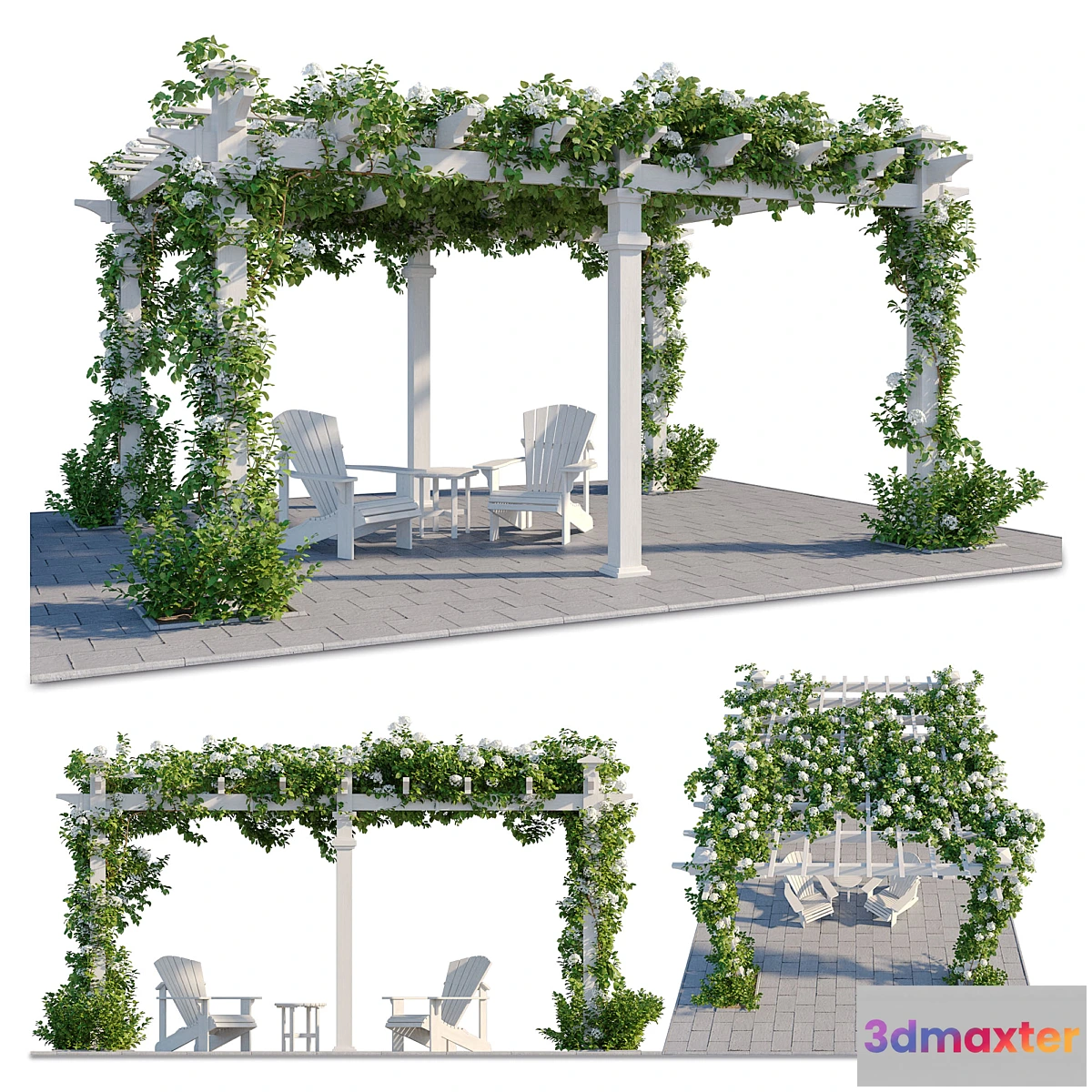 1303816 - Pergola with Hydrangea 3D Max