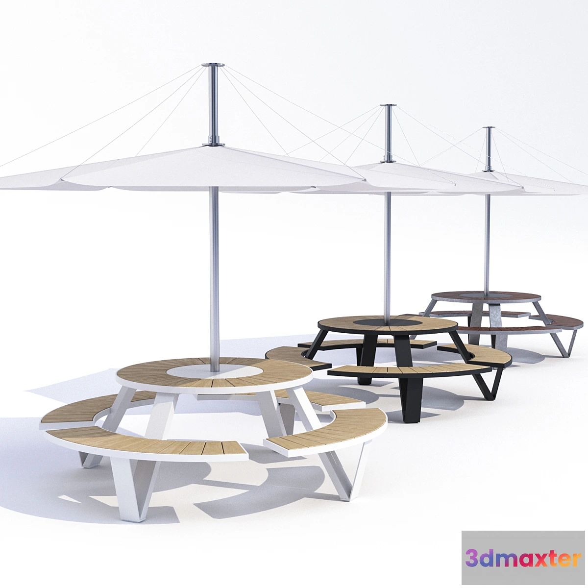 1306030 - Table Adanat Landau with an umbrella 3D Max