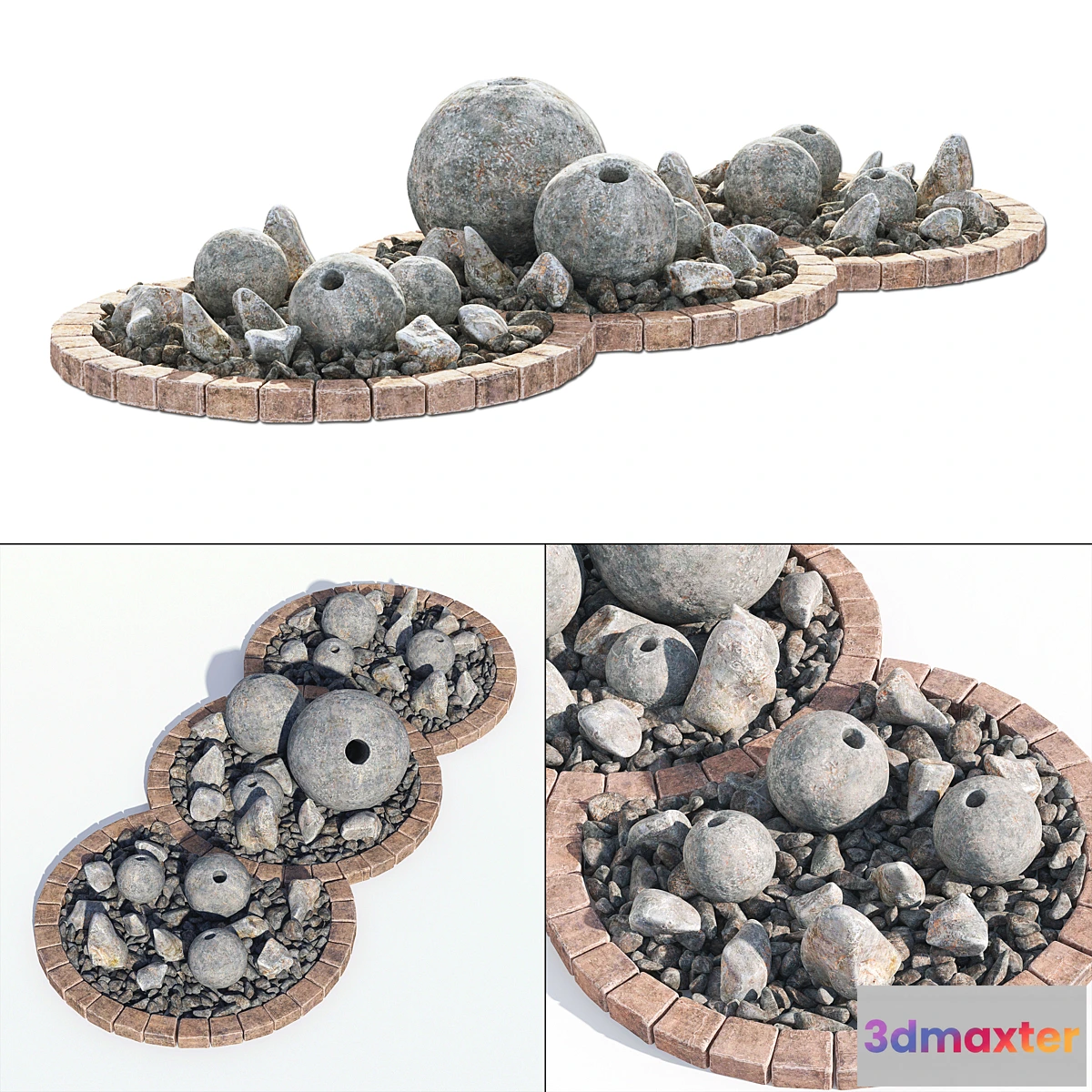 1307772 - Flowerbad stone decor No. 3 _ Flowerbed with stone decor 3D Max