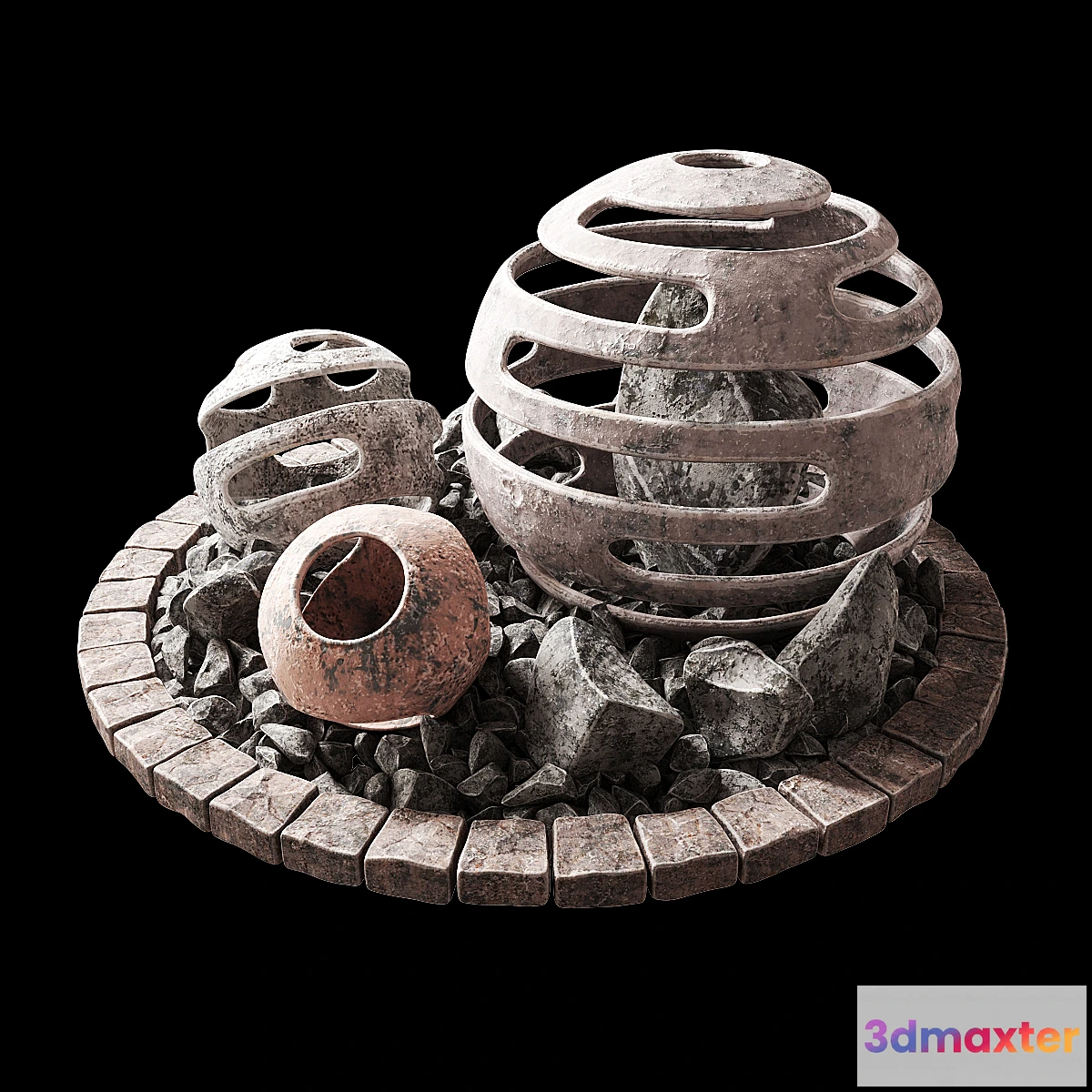 1307970 - Flowerbed with stone decor _ Flowerbed with stone decor - No.2 3D Max