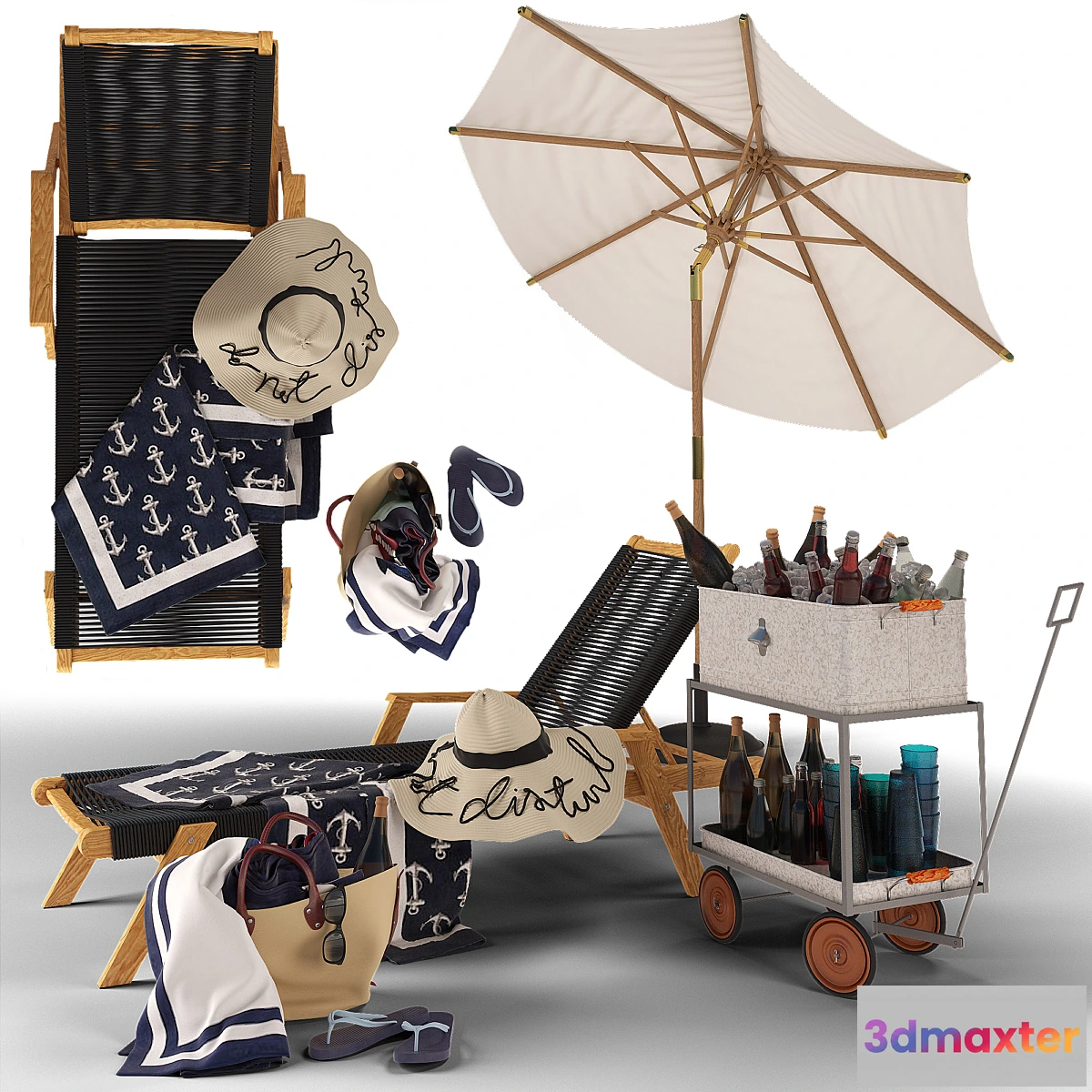 1322620 - Set for beach holidays Potterybarn 3D Max