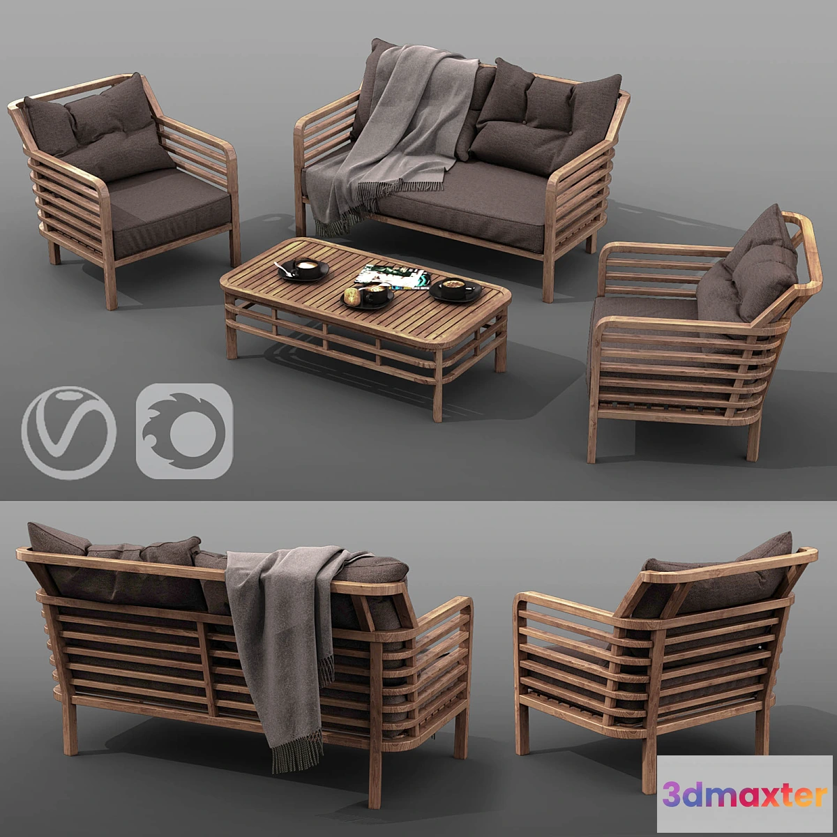 1323804 - outdoor furniture set AZZURA Colorado Lounge Set 3D Max