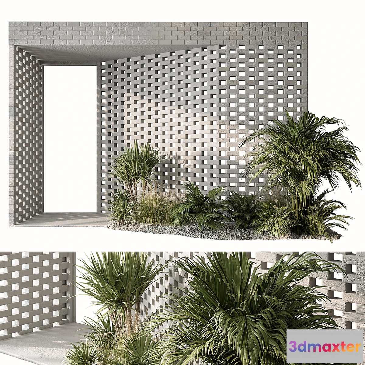 1324865 - Outdoor Entrance Parametric Brick Wall - Architecture Element 53 - No.2 3D Max