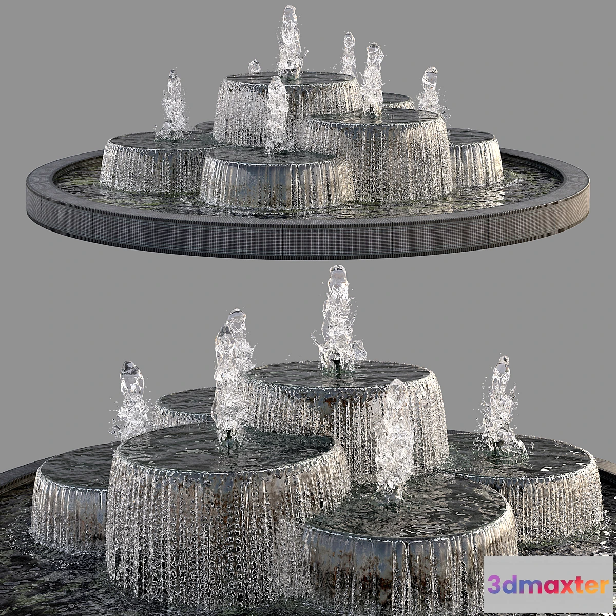 1339720 - Circular Pond with Fountains 3D Max