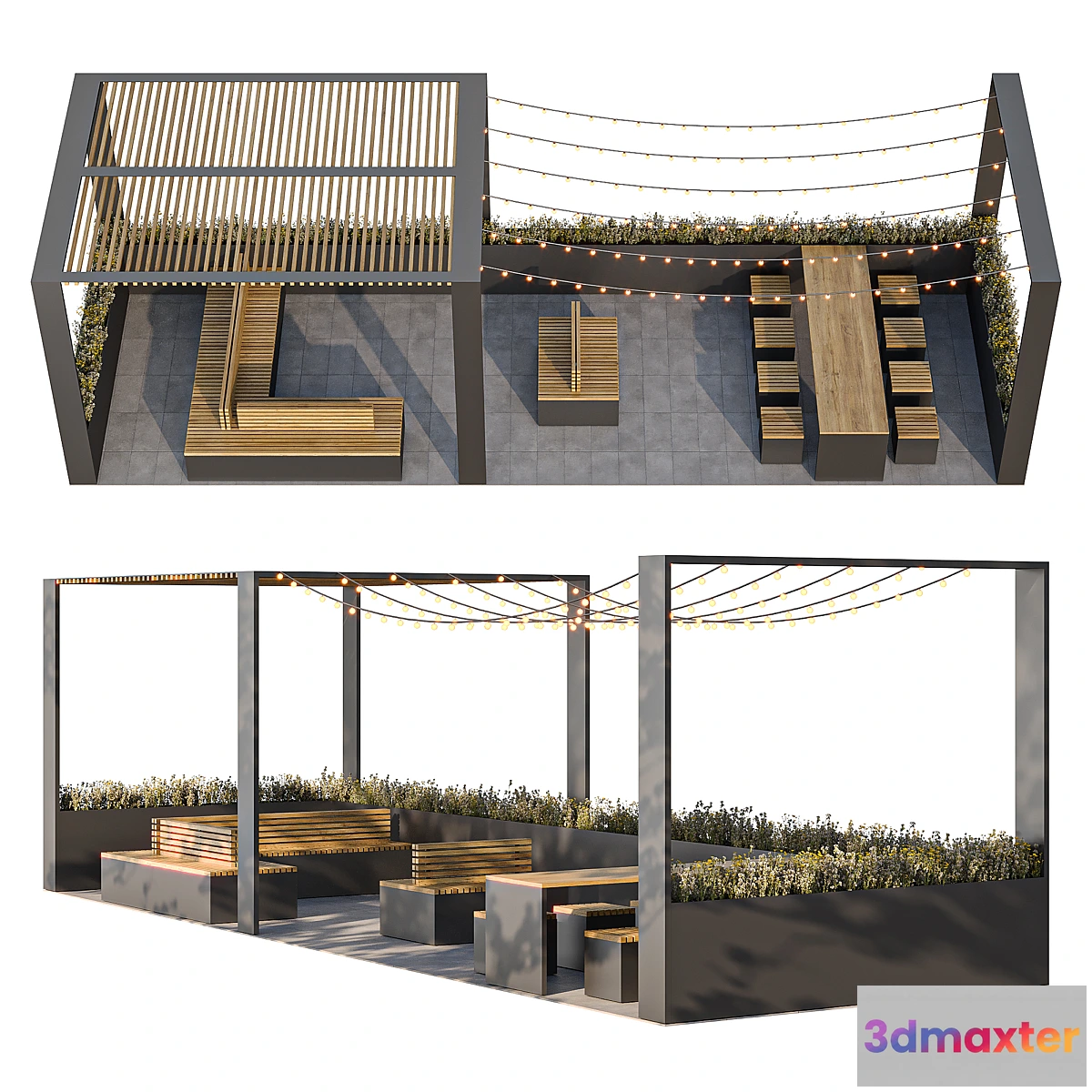 1345987 - City parklet with garland - No.2 3D Max