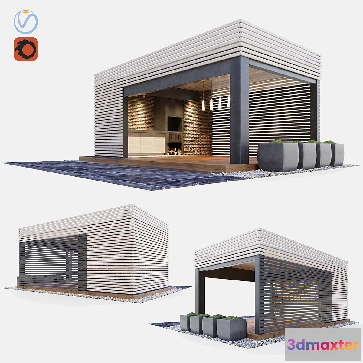 1355872 - Gazebo with summer kitchen 3D Max