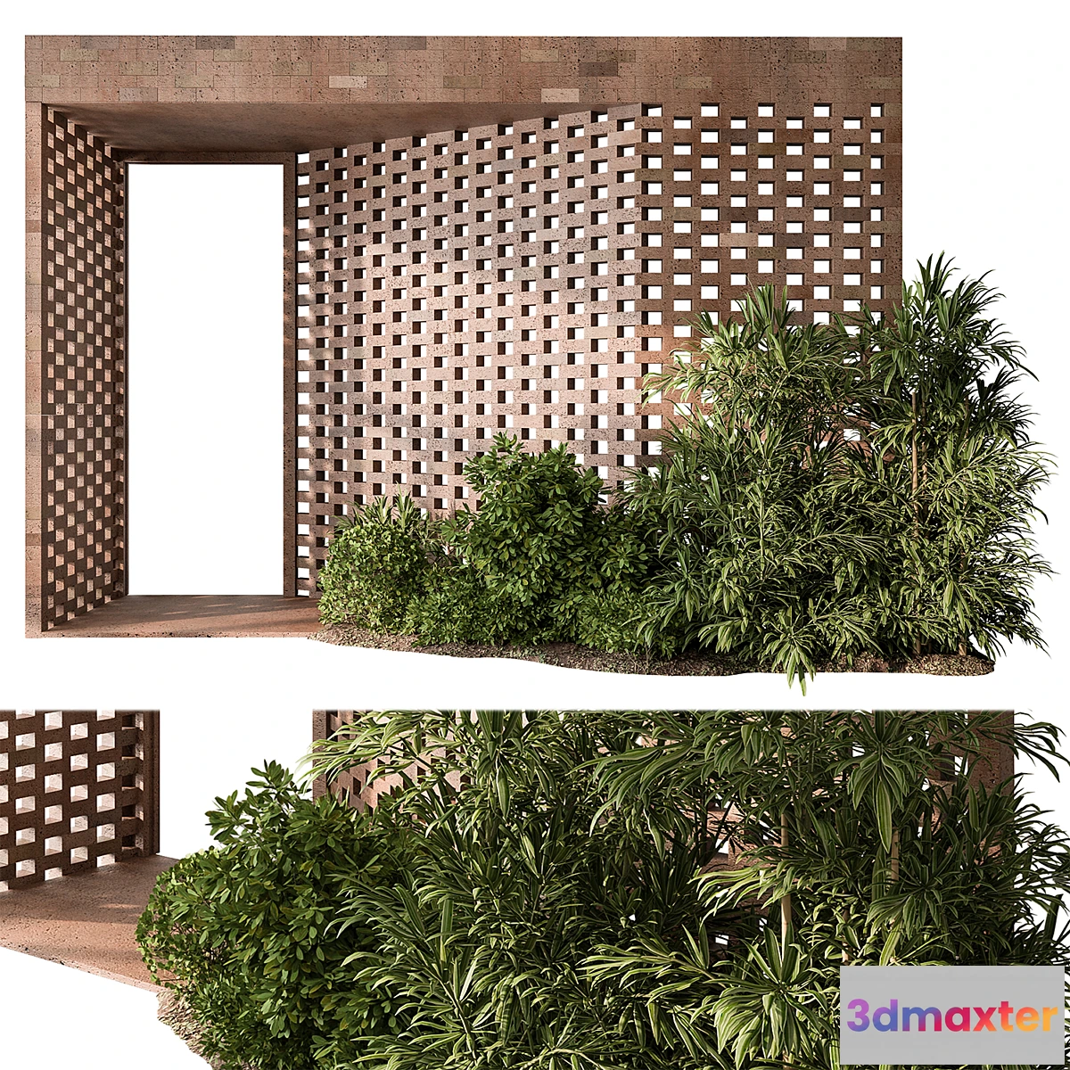 1357941 - Outdoor Entrance Parametric Brick Wall - Architecture Element 54 3D Max