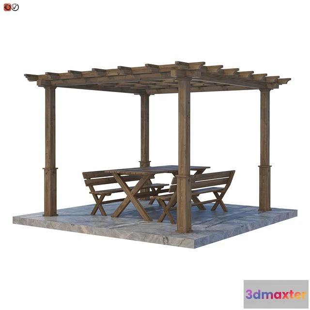 1549483 - Garden Pergola table and bench 02 3D Max